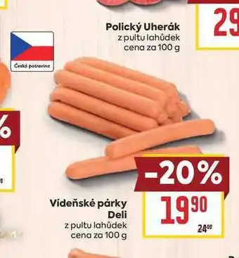 Billa Vídeňské párky Deli z pultu lahůdek cena za nabídka