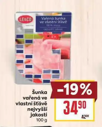 Billa Šunka vařená ve vlastní šťávě nejvyšší jakosti nabídka