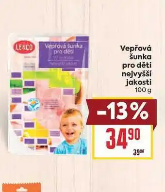 Billa Vepřová šunka pro děti nejvyšší jakosti nabídka