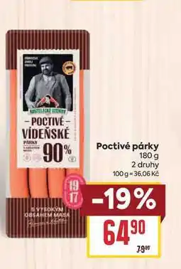 Billa Poctivé párky nabídka