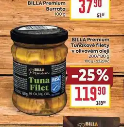 Billa BILLA Premium Tuňákové filety v olivovém oleji 200/130 g nabídka