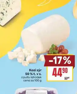 Billa Kozí sýr 50% t. vs. z pultu lahůdek cena za nabídka