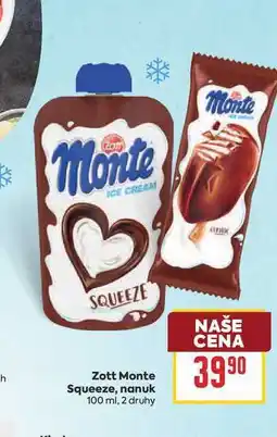 Billa Zott Monte Squeeze, nanuk nabídka