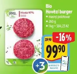 Albert Bio Hovězí burger nabídka