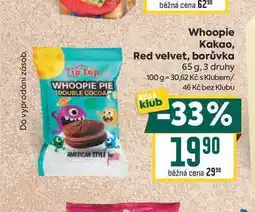 Billa Whoopie Kakao, Red velvet, borůvka nabídka