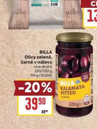 Billa BILLA Olivy zelené, černé v nálevu více druhů 220/120 g nabídka