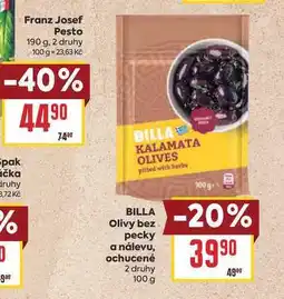 Billa BILLA Olivy bez pecky a nálevu, ochucené 2 druhy nabídka