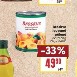 Billa Broskve loupané půlené 820/470 g nabídka