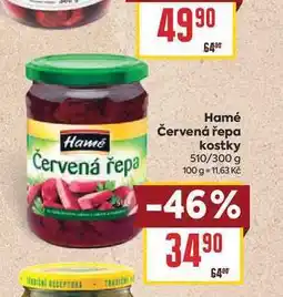 Billa Hamé Červená řepa kostky 510/300 g nabídka