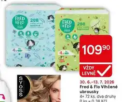 Tesco Fred & Flo Vlhčené ubrousky, 4x 72 ks, dva druhy nabídka