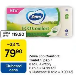 Tesco Zewa Eco Comfort Toaletní papír, 8 rolí, 3 vrstvy nabídka