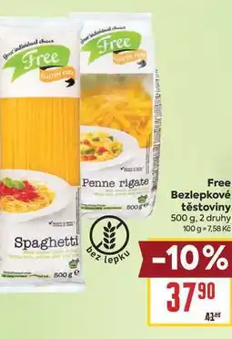 Billa Free Bezlepkové těstoviny nabídka