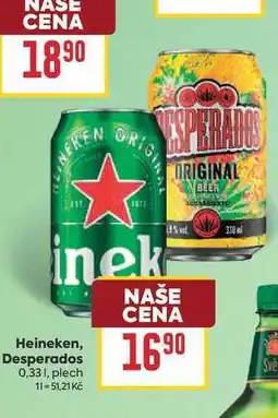 Billa Heineken, Desperados 0,331, plech nabídka