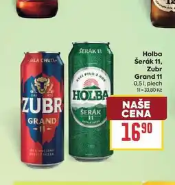 Billa Holba Šerák 11, Zubr Grand 11 0,51, plech nabídka