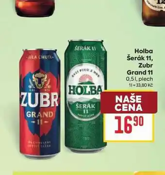 Billa Holba Šerák 11, Zubr Grand 11 0,51, plech nabídka