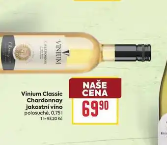 Billa Vinium Classic Chardonnay jakostní víno polosuché nabídka