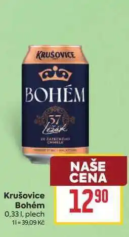 Billa Krušovice Bohém 0,33l, plech nabídka
