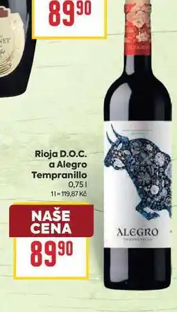 Billa Rioja D.O.C. a Alegro Tempranillo nabídka