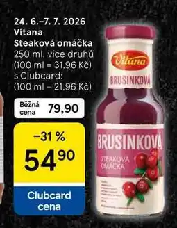 Tesco Vitana Steaková omáčka 250 ml, více druhů nabídka