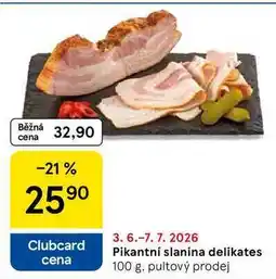 Tesco Pikantní slanina delikates nabídka