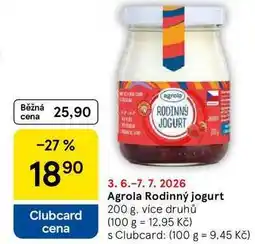 Tesco Agrola Rodinný jogurt, 200 g, více druhů nabídka