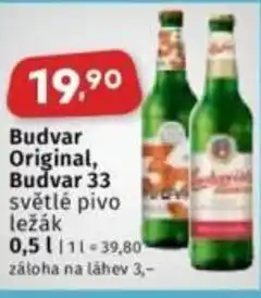 Coop Budvar Original, Budvar 33 světlé pivo ležák nabídka