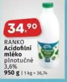 Coop RANKO Acidofilní mléko plnotučné 3,6% nabídka