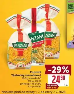 Billa Panzani Těstoviny semolinové nabídka
