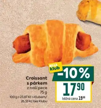 Billa Croissant s párkem nabídka