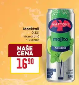 Billa Mocktail Mattoni mojito nealko nabídka