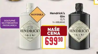 Billa Hendrick’s Gin nabídka