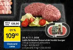 Tesco Láďa Grileman Dvouručák hovězí burger nabídka
