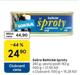 Tesco SOKRA Baltické šproty nabídka