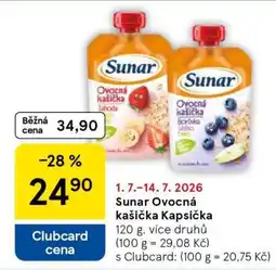 Tesco Sunar Ovocná kašička Kapsička nabídka