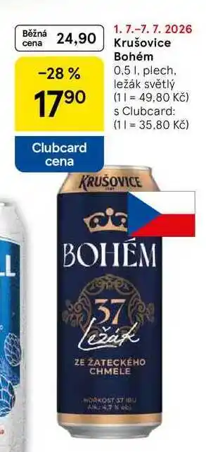 Tesco Krušovice Bohém, 0.5 l, plech nabídka