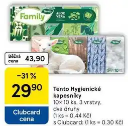 Tesco Tento Hygienické kapesníky, 10x 10 ks. 3 vrstvy nabídka