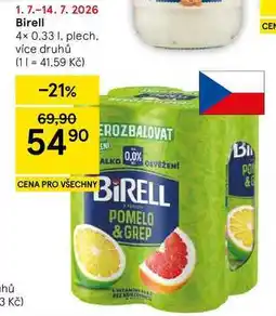 Tesco Birell, 4× 0.33 l, plech nabídka