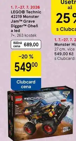 Tesco LEGO Technic 42219 Monster Jam Grave Digger Oheň a led 7+, 263 kostek nabídka
