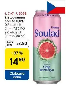 Tesco Zlatopramen Soulad 0,0%, 0.5 l, plech nabídka