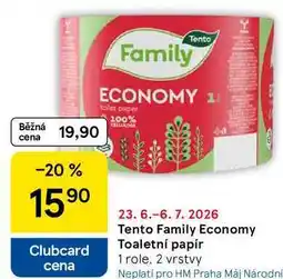 Tesco Tento Family Economy Toaletní papír, 1 role, 2 vrstvy nabídka