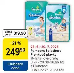 Tesco Pampers Splashers Plenkové plavky, 11-12 ks, dva druhy nabídka