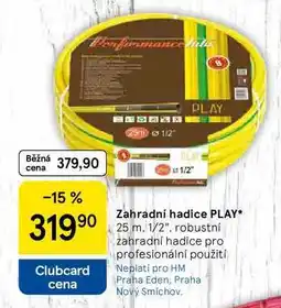 Tesco Zahradní hadice PLAY, 25 m. 1/2. robustní zahradní hadice pro profesionální použití nabídka