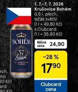 Tesco Krušovice Bohém, 0.5 l, plech, ležák světlý nabídka