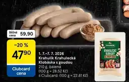Tesco Krahulik Krahulecká Klobáska s goudou, 210 g, balená nabídka