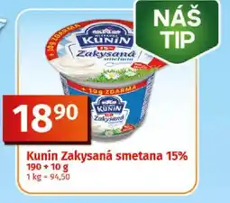Coop KUNÍN Zakysaná smetana 15% nabídka