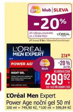 Teta L'Oréal Men Expert Power Age noční gel nabídka