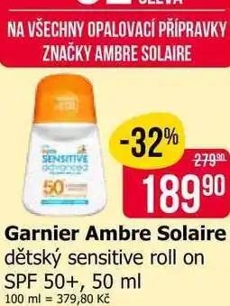 Teta Garnier Ambre Solaire dětský sensitive roll on SPF 50+, 50 ml nabídka