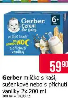 Teta Gerber mlíčko s kaší, sušenkové nebo s příchutí vanilky nabídka