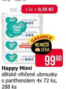 Teta Happy Mimi dětské vlhčené ubrousky s panthenolem 4x 72 ks, 288 ks nabídka