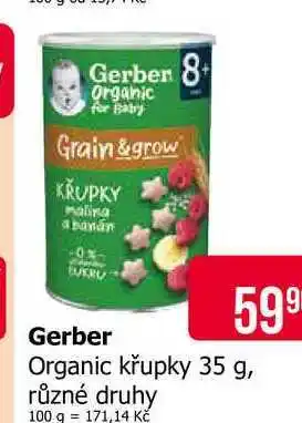 Teta Gerber Organic křupky 35 g, různé druhy nabídka